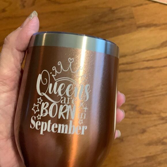 Queens are born in September wine Tumbler - Color is bronze/gold - Picture 1 of 7